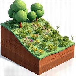 Cross-section showing layered planting for erosion control