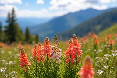 Vibrant Colorado native wildflowers blooming in a mountain meadow