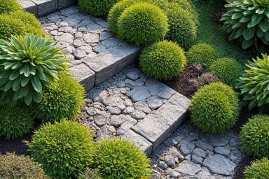 Effective drainage system managing runoff on a sloped garden