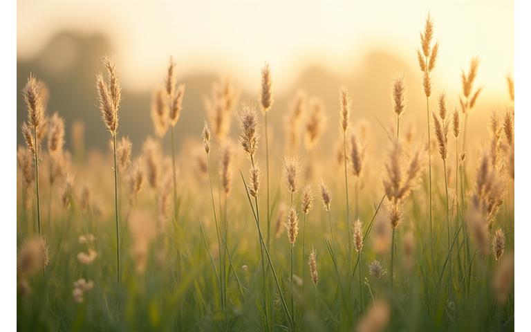Swaying Buffalo Grass and Little Bluestem in a native meadow