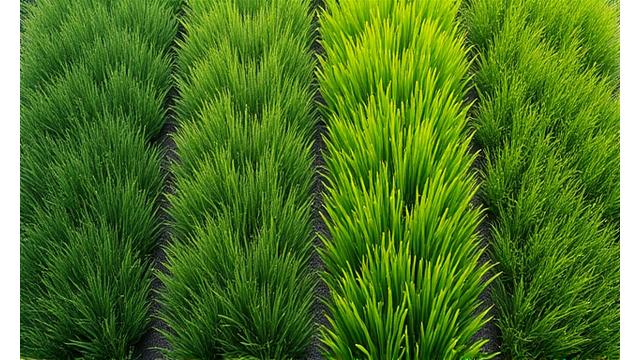 Various types of healthy grass blades showcased side-by-side with labels suitable for Colorado's climate.